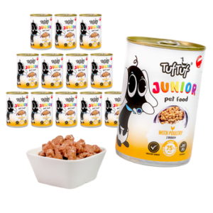 TUF TUF JUNIOR Pełnoporcjowa karma dla szczeniąt z drobiem w sosie 12x415g