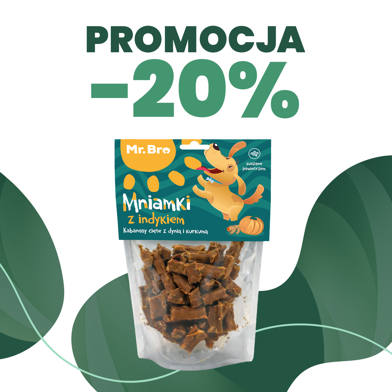 Mr. Bro Mniamki z indykiem, dynią i kurkumą – przysmaki dla psa, 80 g