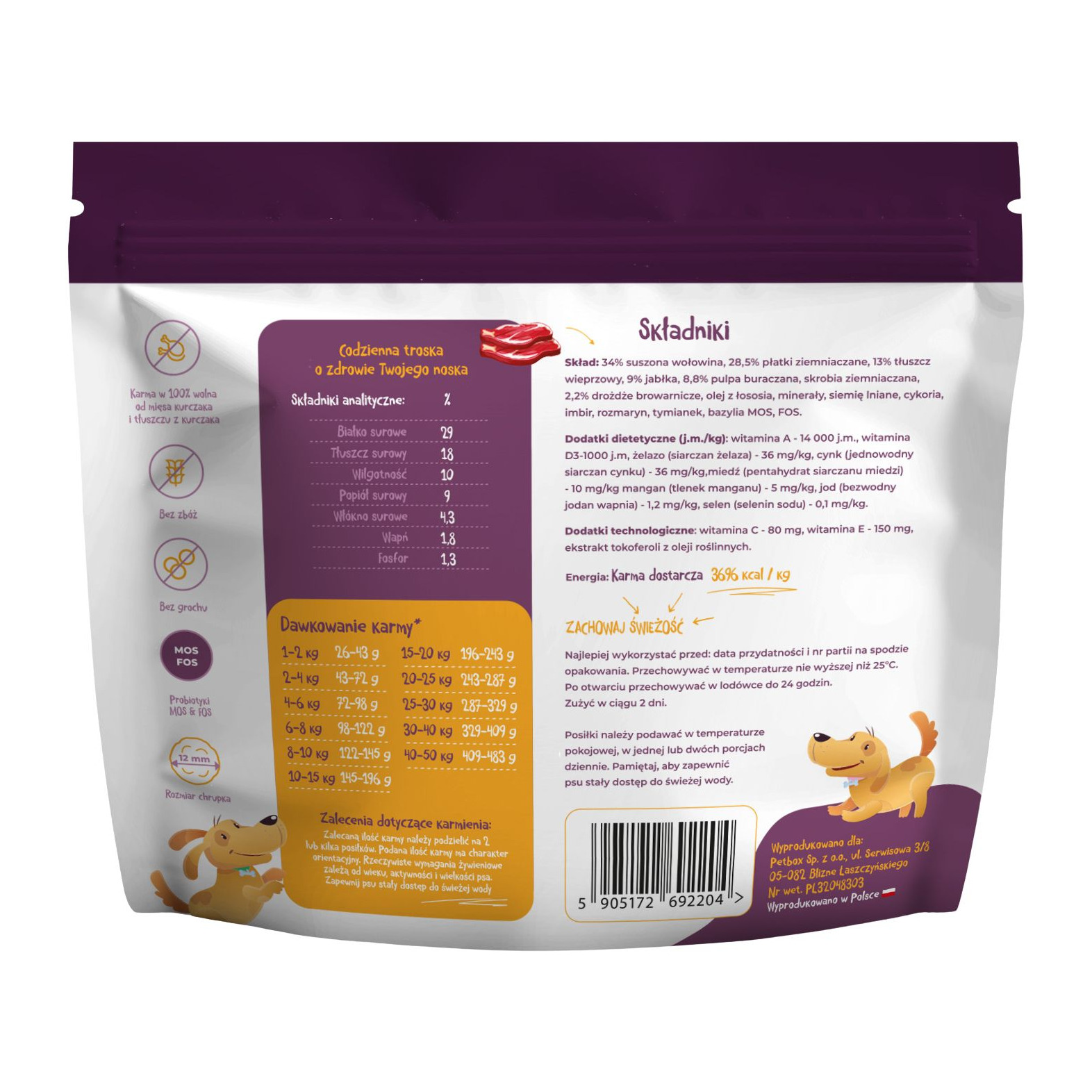 Mr. Bro monoproteinowa Sucha Karma Dla Psów Dorosłych Z Wołowiną 3kg