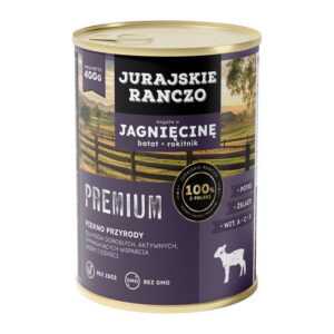 Jurajskie ranczo karma dla psów PREMIUM. Jagnięcina z batatami i rokitnikiem. 400g