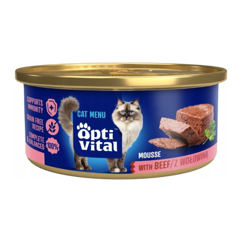 OPTIVITAL can kot wołowina, kurczak, indyk, łosoś MSC 12x85g